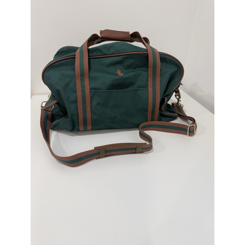 Vintage Polo Ralph Lauren 90s Green Canvas Duffle Weekender Bag